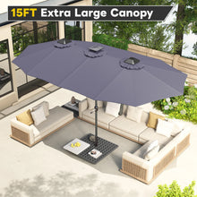 Load image into Gallery viewer, AECOJOY 15ft Patio Double-Sided Umbrella, 156 PCS Solar LED Light Outdoor Large Umbrella, Dark Grey