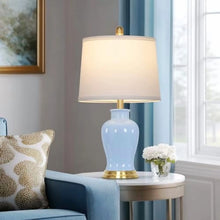 Load image into Gallery viewer, Modern Ceramic Table Lamps Set of 2, 23" White Ceramic Lamps for Living Room, Rustic Farmhouse Bedside Lamp with Ginger Jar Design, Elegant Bedroom Lamp for Nightstand Desk Side End Table Home Decor
