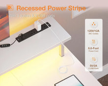 Load image into Gallery viewer, ODK 48 in Gaming Desk with LED Lights &amp; Power Outlets, Computer Desk with Monitor Stand &amp; Storage Shelves, CPU Stand, Home Office Desk, White