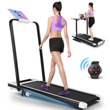 Load image into Gallery viewer, 2 in 1 Walking Pad Treadmill with Incline, 2.5HP Under Desk Treadmill with Handle Remote Control &amp; LED Touch Screen for Home Office Workout, 300 lb Weight Capacity Black &amp; Green