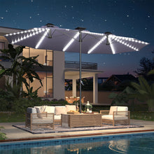 Load image into Gallery viewer, AECOJOY 15ft Patio Double-Sided Umbrella, 156 PCS Solar LED Light Outdoor Large Umbrella, Dark Grey