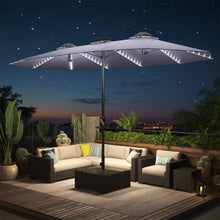 Load image into Gallery viewer, AECOJOY 15ft Patio Double-Sided Umbrella, 156 PCS Solar LED Light Outdoor Large Umbrella, Dark Grey