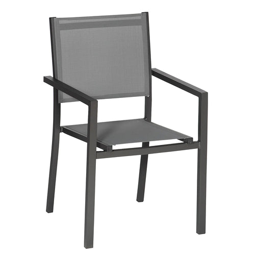 Lot de 8 chaises en aluminium anthracite - textilne gris -