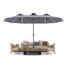 Load image into Gallery viewer, AECOJOY 15ft Patio Double-Sided Umbrella, 156 PCS Solar LED Light Outdoor Large Umbrella, Dark Grey