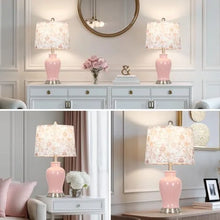 Load image into Gallery viewer, Modern Ceramic Table Lamps Set of 2, 23" White Ceramic Lamps for Living Room, Rustic Farmhouse Bedside Lamp with Ginger Jar Design, Elegant Bedroom Lamp for Nightstand Desk Side End Table Home Decor