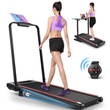 Load image into Gallery viewer, 2 in 1 Walking Pad Treadmill with Incline, 2.5HP Under Desk Treadmill with Handle Remote Control &amp; LED Touch Screen for Home Office Workout, 300 lb Weight Capacity Black &amp; Green
