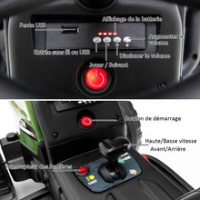 Load image into Gallery viewer, Tracteur Electrique avec Remorque pour Enfants 3 Vitesses Lumières LED Fonctions o USB et Bluetooth Jaune/Rose/Rouge/Vert/Vert Foncé/Noir -