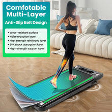 Load image into Gallery viewer, 2 in 1 Walking Pad Treadmill with Incline, 2.5HP Under Desk Treadmill with Handle Remote Control &amp; LED Touch Screen for Home Office Workout, 300 lb Weight Capacity Black &amp; Green