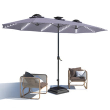 Load image into Gallery viewer, AECOJOY 15ft Patio Double-Sided Umbrella, 156 PCS Solar LED Light Outdoor Large Umbrella, Dark Grey