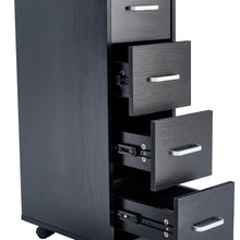 Load image into Gallery viewer, Sesslife White Computer Desk, Writing Desk with Lockable Wheels???modern Wood Study Desk with 4 Drawers for Home Office Workstation