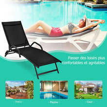 Load image into Gallery viewer, Lot de 2 Bains de Soleil Inclinables d'Extrieur avec Accoudoirs et Dossier Rglable  5 Positions Charge 160 kg Noir -