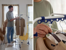 Load image into Gallery viewer, Leifheit Tour de séchage Classic Tower 340, étendoir à linge pliable à 3 niveaux, séchoir à linge tour 34 m avec cadres rabattables &amp; roulettes 360°
