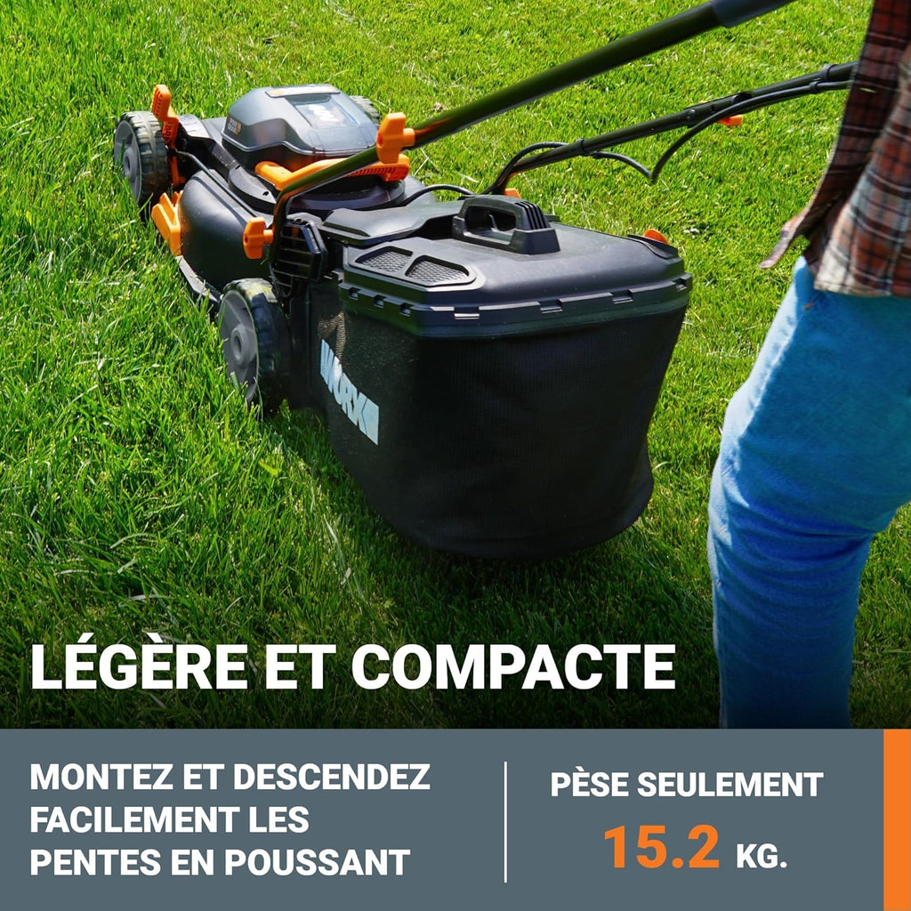 Pack Pro+ Tondeuse à Gazon 40V 460m² + Coupe-Bordures 20V + 2 Batteries 4Ah et 1 Batterie 2Ah + Chargeur Double et Chargeur Simple (Idéal pour l'Entretien du Jardin)