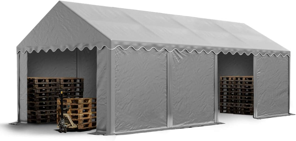 TOOLPORT Tente de Stockage 4x8 m abri bâche PVC 700 N imperméable Gris