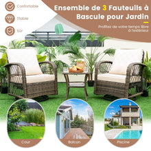 Load image into Gallery viewer, Salon de Jardin Extrieur 3PCS - 2 en Fauteuils  Bascule Pivotant  360掳Rotin PE Cadre Mtal our Terrasse Balcon -