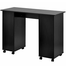 Load image into Gallery viewer, Sesslife White Computer Desk, Writing Desk with Lockable Wheels???modern Wood Study Desk with 4 Drawers for Home Office Workstation
