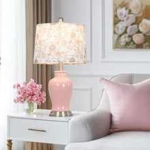 Load image into Gallery viewer, Modern Ceramic Table Lamps Set of 2, 23" White Ceramic Lamps for Living Room, Rustic Farmhouse Bedside Lamp with Ginger Jar Design, Elegant Bedroom Lamp for Nightstand Desk Side End Table Home Decor