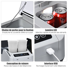 Load image into Gallery viewer, Réfrigérateur Congélateur de Voiture 12L Portable Compresseur -20°C à +10°C Ampoules LED 2 Porte-gobelets 23x53x36cm -