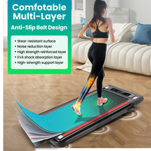 Load image into Gallery viewer, 2 in 1 Walking Pad Treadmill with Incline, 2.5HP Under Desk Treadmill with Handle Remote Control &amp; LED Touch Screen for Home Office Workout, 300 lb Weight Capacity Black &amp; Green