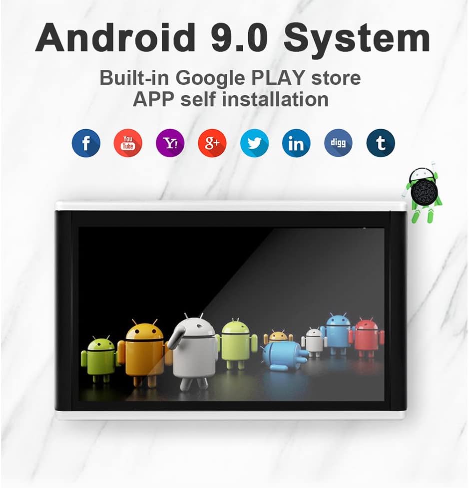 Lecteur vidéo HD 13,3 pouces (1080p) pour appuie-tête de voiture,Android 9.0,avec support de montage,écran tactile IPS 2 Go + 32 Go