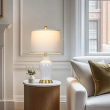 Load image into Gallery viewer, Modern Ceramic Table Lamps Set of 2, 23" White Ceramic Lamps for Living Room, Rustic Farmhouse Bedside Lamp with Ginger Jar Design, Elegant Bedroom Lamp for Nightstand Desk Side End Table Home Decor