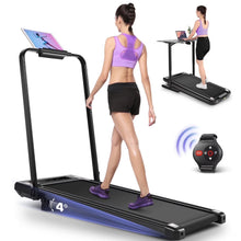 Load image into Gallery viewer, 2 in 1 Walking Pad Treadmill with Incline, 2.5HP Under Desk Treadmill with Handle Remote Control &amp; LED Touch Screen for Home Office Workout, 300 lb Weight Capacity Black &amp; Green