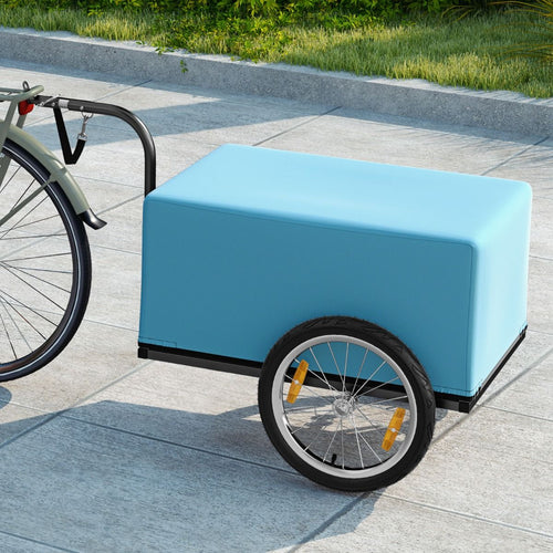 Remorque de Vélo avec Cadre Pliable Charge 55 kg Chariot pour Vélo avec Housse en Tissu Oxford Roues à Air de 40 cm Réflecteurs Bleu -