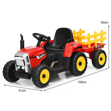 Load image into Gallery viewer, Tracteur Electrique avec Remorque pour Enfants 3 Vitesses Lumires LED Fonctions o USB et Bluetooth Jaune/Rose/Rouge/Vert/Vert Fonc/Noir -