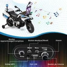 Load image into Gallery viewer, Moto lectrique 12V/7AH pour Enfants 6km/h Modle Policier avec Klaxon Musique Sirne Phares pour 3-8 Ans -