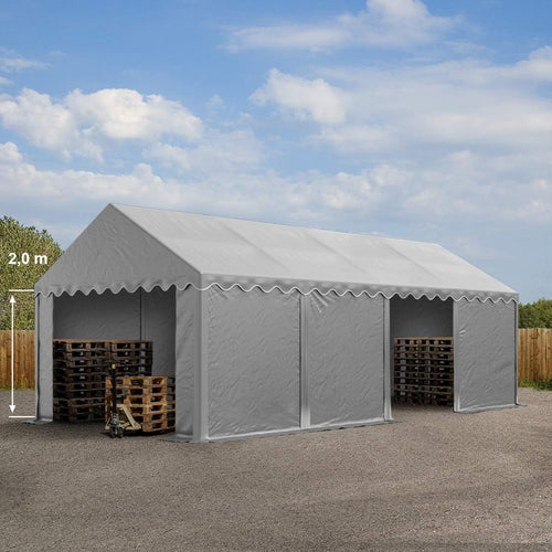 TOOLPORT Tente de Stockage 4x8 m abri bâche PVC 700 N imperméable Gris