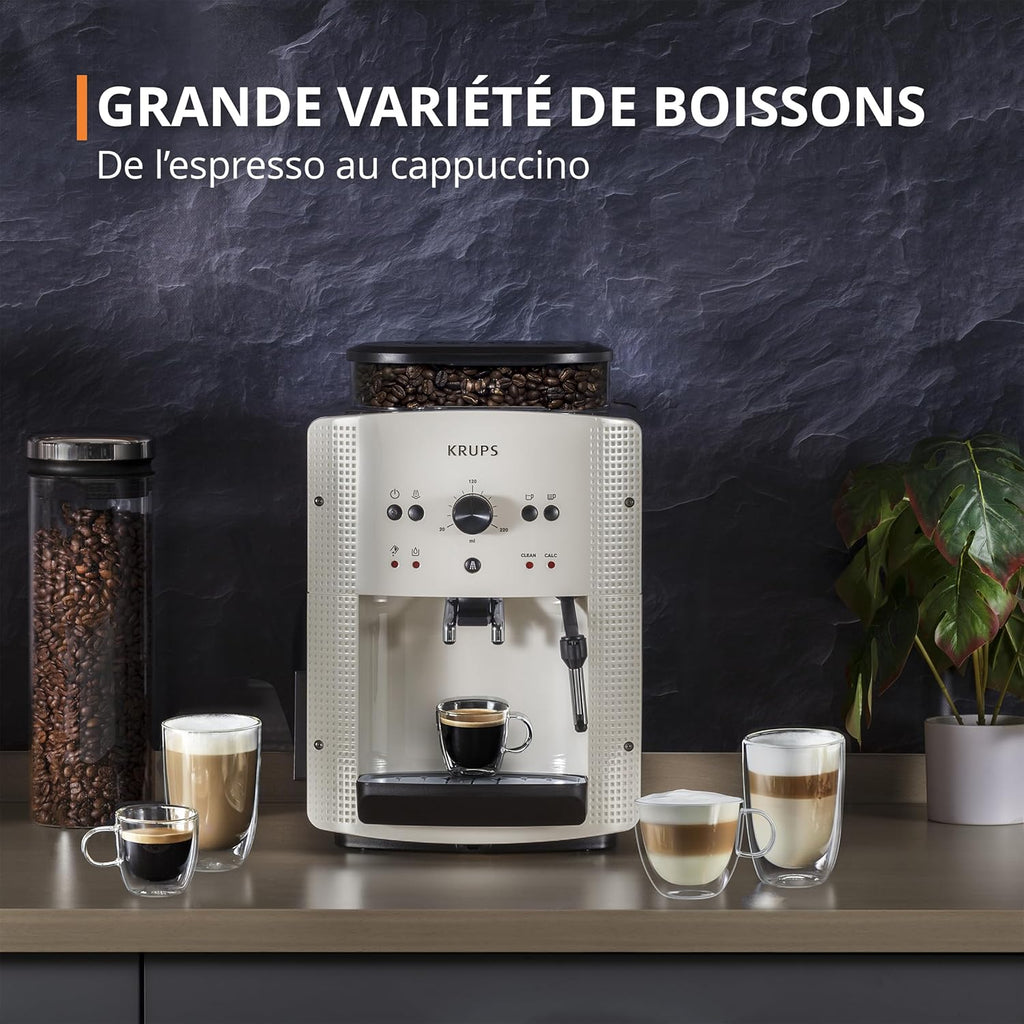 Machine à café grain,1,7 L,2 tasses en simultané,Nettoyage automatique,Buse vapeur pour Cappuccino,Cafetière espresso,Essential noire YY8125FD,Noir -
