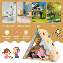 Load image into Gallery viewer, Maison de Jardin Enfants 2 en 1 avec Escalade Cloche Impermable Cabane en Bois de Sapin Exterieur et Intrieur 3-8 Ans -