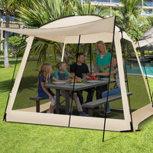 Load image into Gallery viewer, Tente de Camping pour 8-10 Personnes Tente D么me avec Vestibule et Moustiquaire Porte Zippe Tente Portable avec Sac de Transport 300x300x250cm Beige -