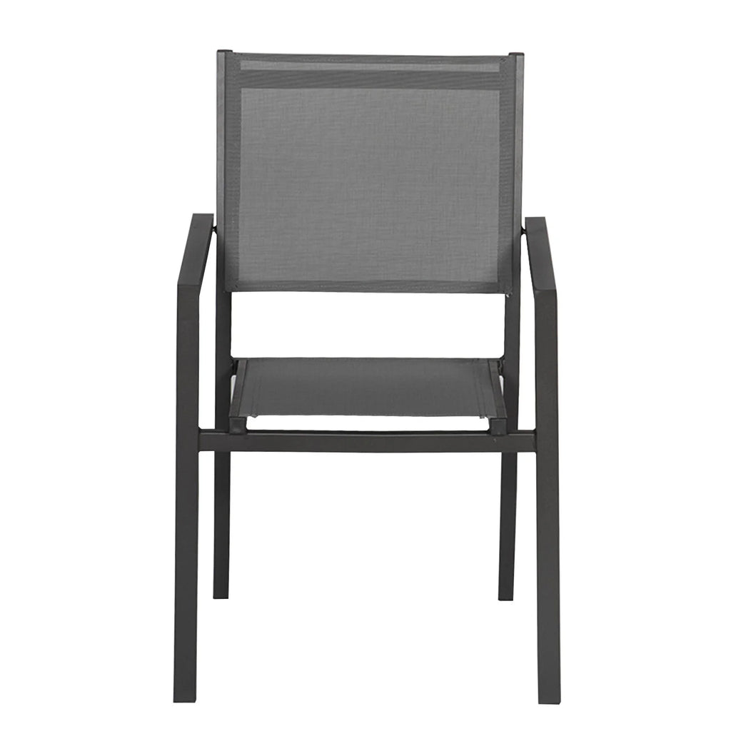 Lot de 8 chaises en aluminium anthracite - textilène gris -