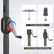 Load image into Gallery viewer, AECOJOY 15ft Patio Double-Sided Umbrella, 156 PCS Solar LED Light Outdoor Large Umbrella, Dark Grey