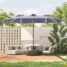 Load image into Gallery viewer, AECOJOY 15ft Patio Double-Sided Umbrella, 156 PCS Solar LED Light Outdoor Large Umbrella, Dark Grey