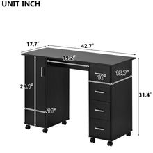 Load image into Gallery viewer, Sesslife White Computer Desk, Writing Desk with Lockable Wheels???modern Wood Study Desk with 4 Drawers for Home Office Workstation