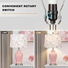 Load image into Gallery viewer, Modern Ceramic Table Lamps Set of 2, 23" White Ceramic Lamps for Living Room, Rustic Farmhouse Bedside Lamp with Ginger Jar Design, Elegant Bedroom Lamp for Nightstand Desk Side End Table Home Decor