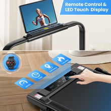 Load image into Gallery viewer, 2 in 1 Walking Pad Treadmill with Incline, 2.5HP Under Desk Treadmill with Handle Remote Control &amp; LED Touch Screen for Home Office Workout, 300 lb Weight Capacity Black &amp; Green