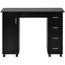 Load image into Gallery viewer, Sesslife White Computer Desk, Writing Desk with Lockable Wheels???modern Wood Study Desk with 4 Drawers for Home Office Workstation