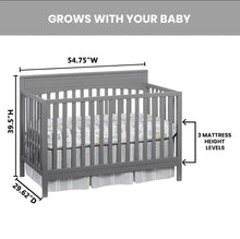 Load image into Gallery viewer, Oxford Baby Harper 4 - in - 1 Convertible Crib, Dove Gray, GREENGUARD Gold Certified, Wooden Crib