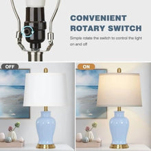 Load image into Gallery viewer, Modern Ceramic Table Lamps Set of 2, 23" White Ceramic Lamps for Living Room, Rustic Farmhouse Bedside Lamp with Ginger Jar Design, Elegant Bedroom Lamp for Nightstand Desk Side End Table Home Decor